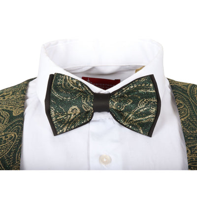 Men's 4 Piece Green Paisley Wedding Suit Tailor Fit