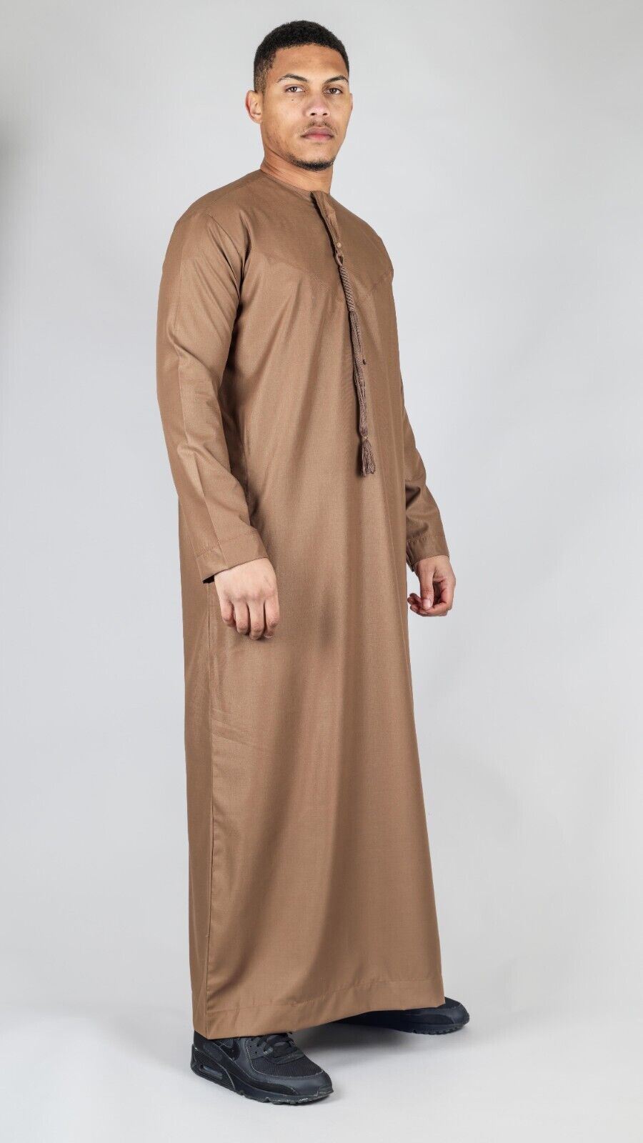 Men's Thobe Emirati Islamic Jubba Robe Eid Tassel Slim Fit