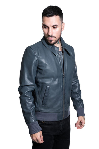 Mens A2 Cowhide Leather Bomber Jacket-Oslo