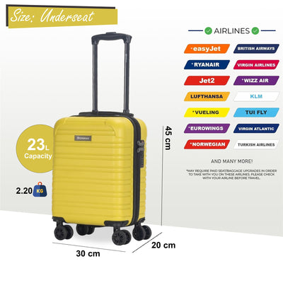 ABS Hardshell Underseat Cabin Suitcase 45 x 30 x 20 cm Luggage Suitable for Wizz Air