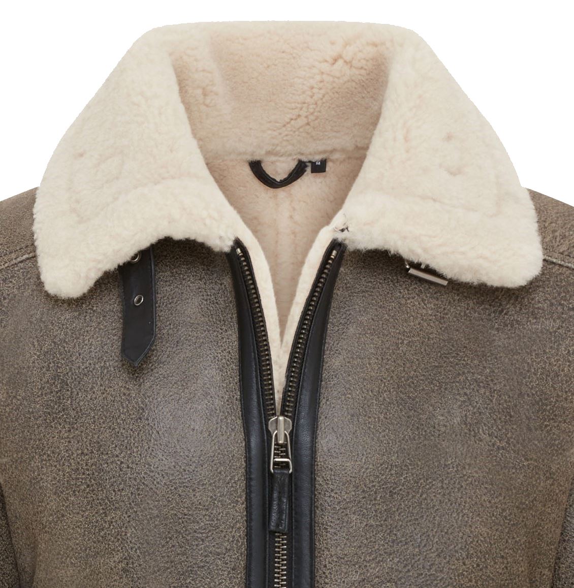 Mens Grey B3 Shearling Bomber Aviator Jacket - Akutan