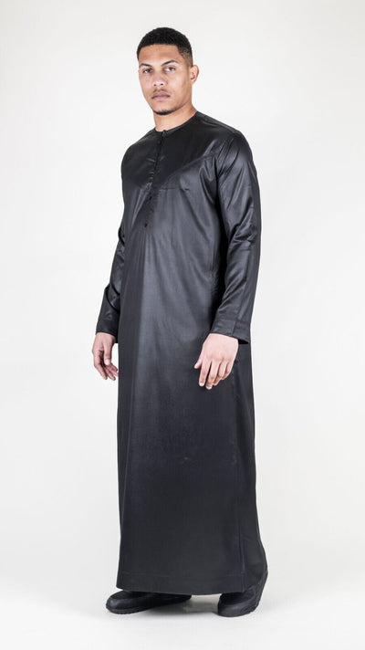 Men's Thobe Robe Satin Emirati Islamic Jubba Eid Slim Fit