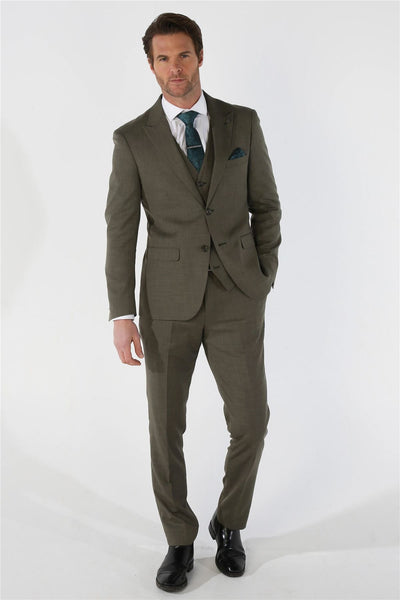 Men's 3 Piece Sage Summer Wedding Tailored Fit Suit