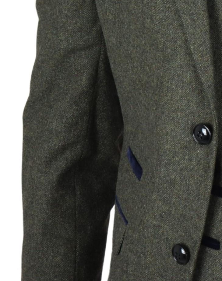 Men's Olive Green Wool Blend Tweed Formal Blazer