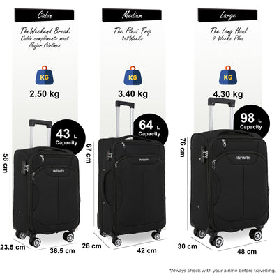 8 Wheel Lightweight Suitcase Luggage TSA Travel Bags Set