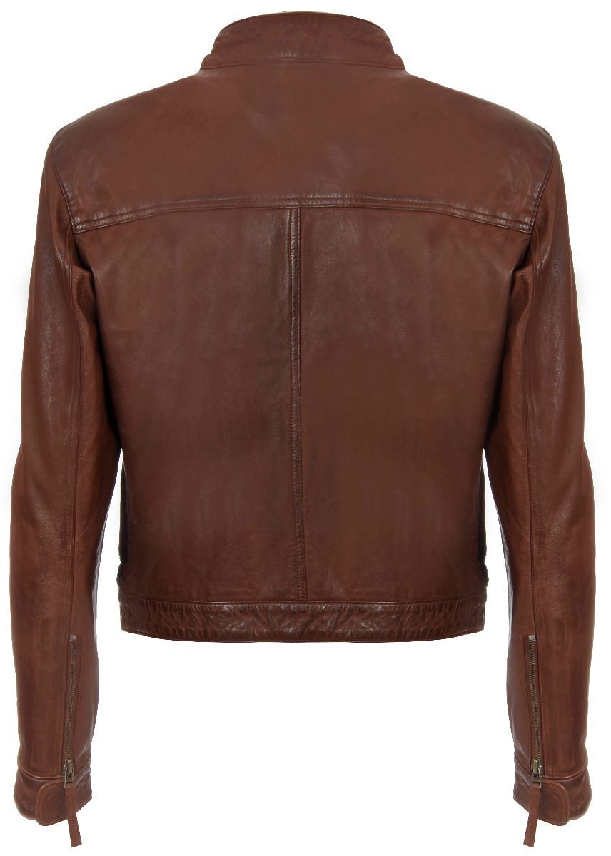 Men’s Classic Fitted Leather Biker Jacket-Austin