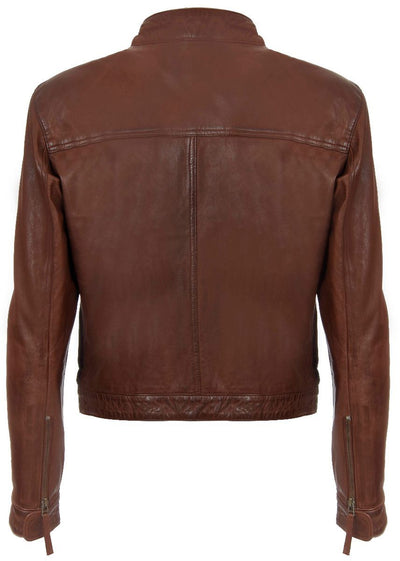 Men’s Classic Fitted Leather Biker Jacket-Austin