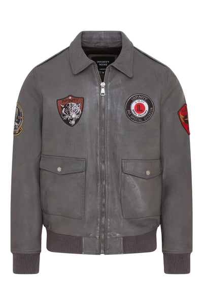 Men’s Leather Bomber G-1 Aviator Collar Jacket  - Maverick