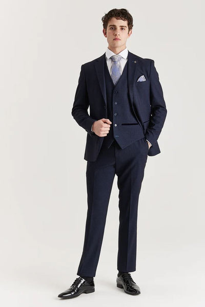 Men's Navy Suit Trouser Prince Of Wales Formal Trouser