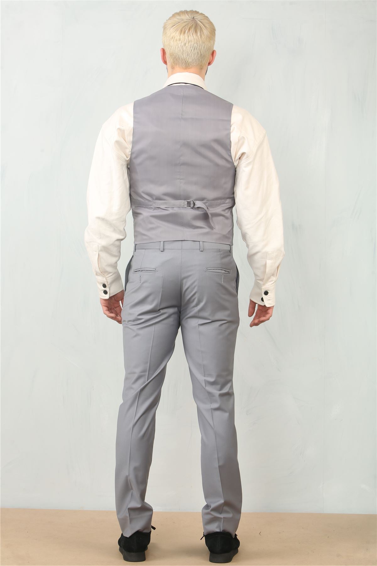 Men's Grey 3 Piece Formal Classic Prom Suit Workwear