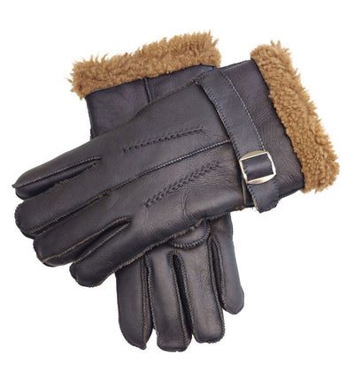 Mens Luxury Sheepskin Leather Gloves With Buckle