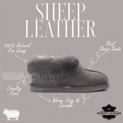 Women's Sheepskin Suede Ankle Grey Slip-On Bootie Winter - Glacier