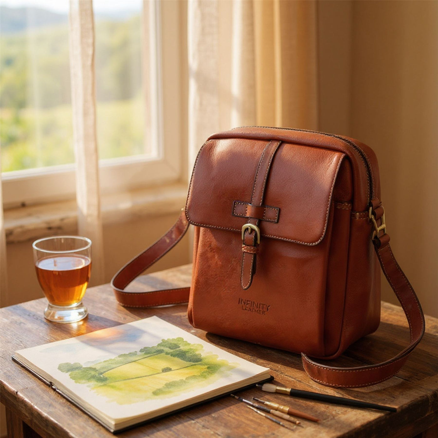 Genuine Leather Vintage Crossbody Messenger Travel Bag - Ashby