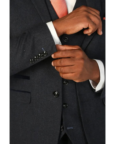 Men's Navy Blue Wool Blend Tweed Formal Blazer