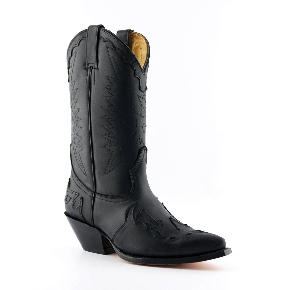 Grinders Unisex Black Leather Cowboy Boots-Arizona HI