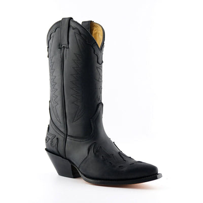 Grinders Unisex Black Leather Cowboy Boots-Arizona HI