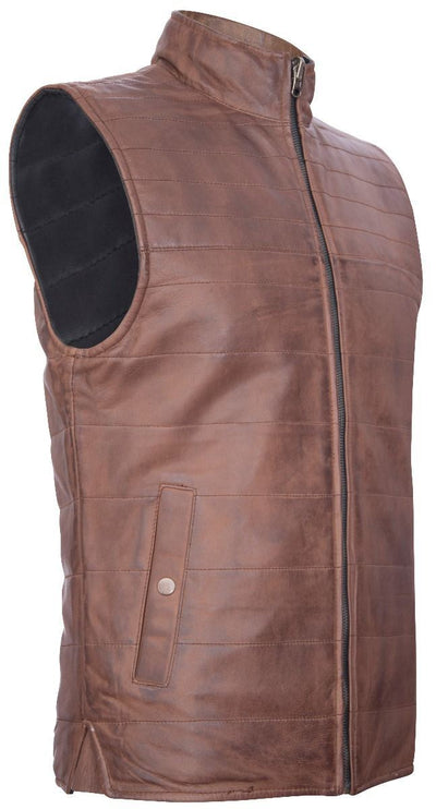 Mens Reversible Black and Brown Leather Gilet-Preston