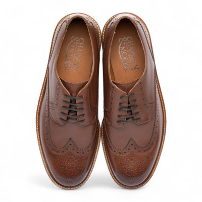 Chapman & Moore Men's Brown Leather Derby Brogue Oxford Dress Shoes