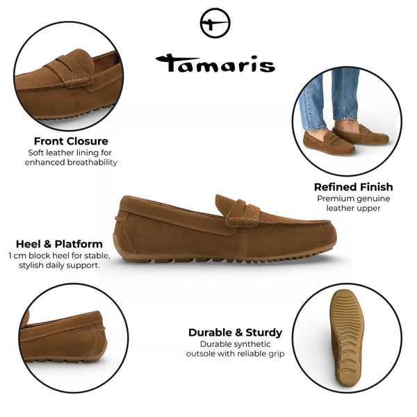 Tamaris Mens Brown Suede Moccasin Loafers Casual Shoes