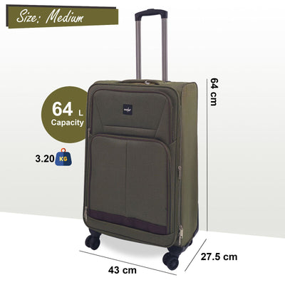 Soft 3 pcs Luggage Suitcase Set Cabin Light Travel Bags