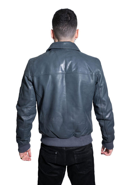 Mens A2 Cowhide Leather Bomber Jacket-Oslo