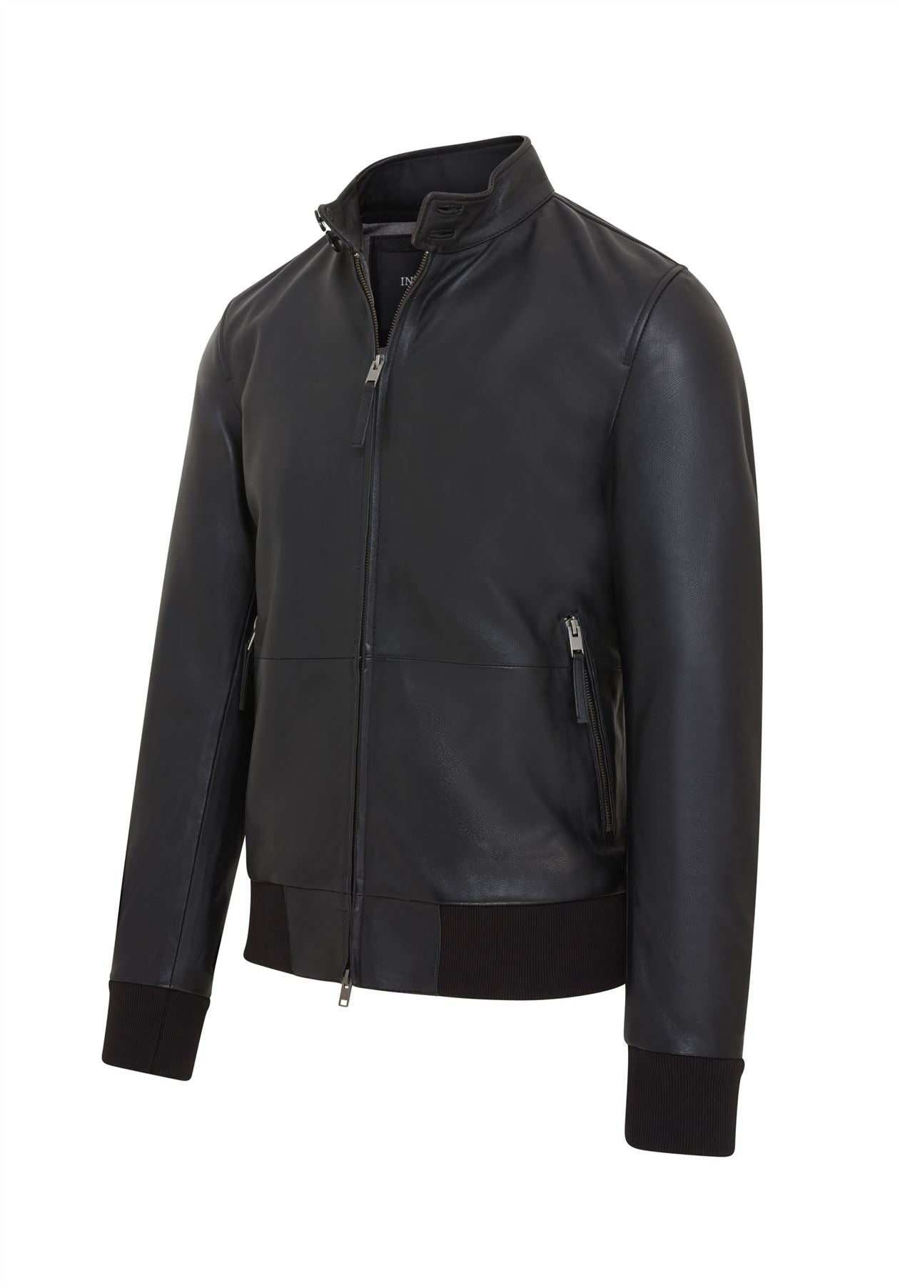 Mens Black Retro Leather Bomber Jacket -  Adak