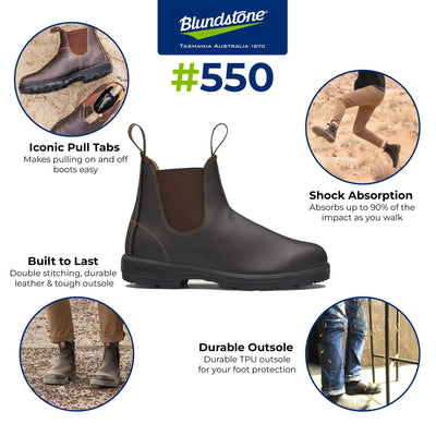 Blundstone #550 Walnut Brown Chelsea Boot with Polishing Pad