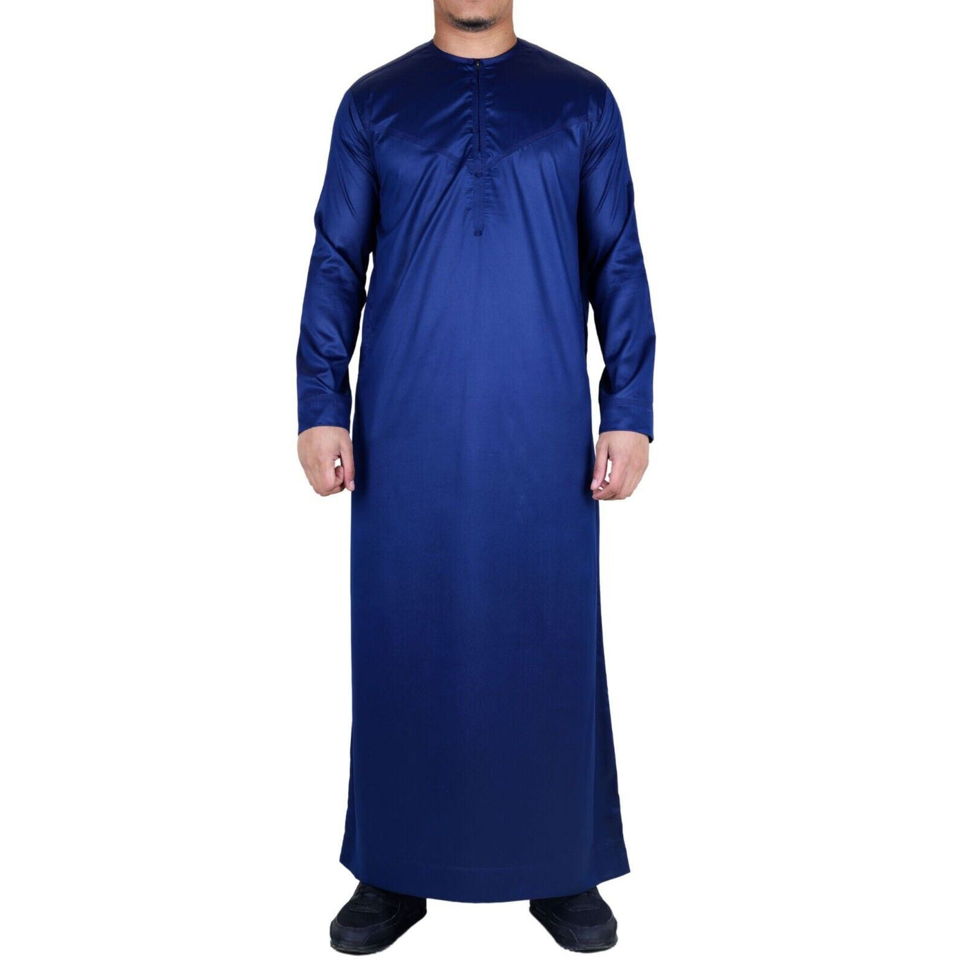 Men's Thobe Robe Satin Emirati Islamic Jubba Eid Slim Fit