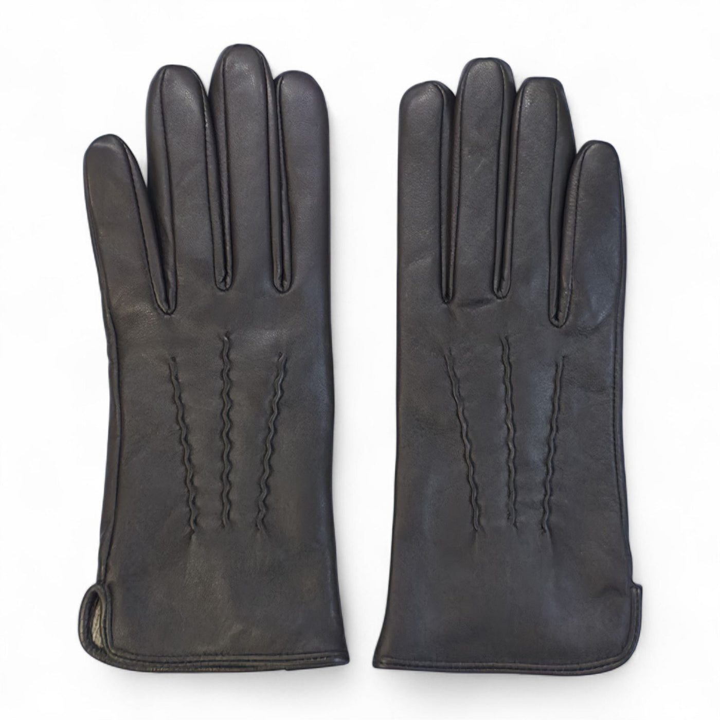 Womens Italian Leather Winter Stitch Line Design Soft Wool Lining Gloves - L-GLV-301