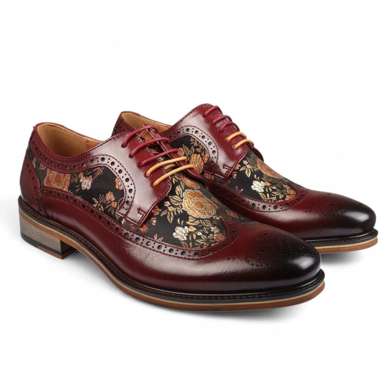 Justin Reess Men's Leather Floral Brogue Shoes - Ross