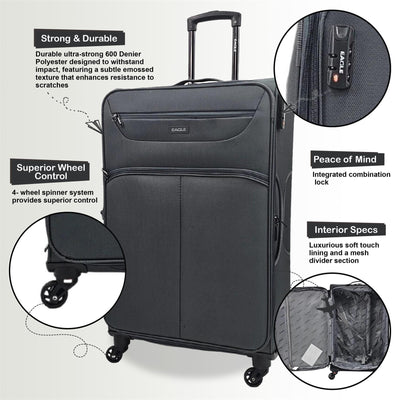 Lightweight Soft Suitcase Luggage Travel TSA Set