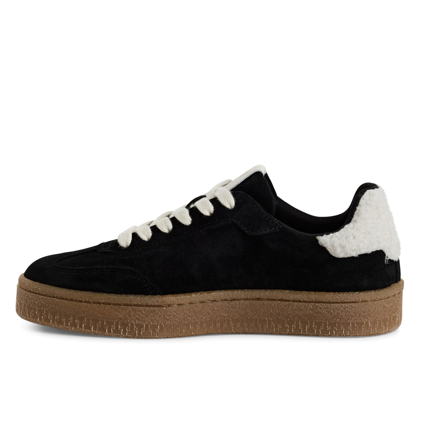 Tamaris Womens Black White Fur Suede Leather Fashion Lace Up Sneakers