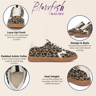 Blowfish Malibu Womens Leopard Brown Lace-Up Sneakers - Tastic