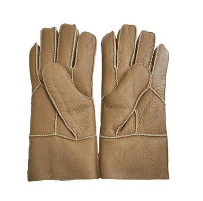 Unisex Sheepskin Leather Gloves with Roll Up/Down Cuff