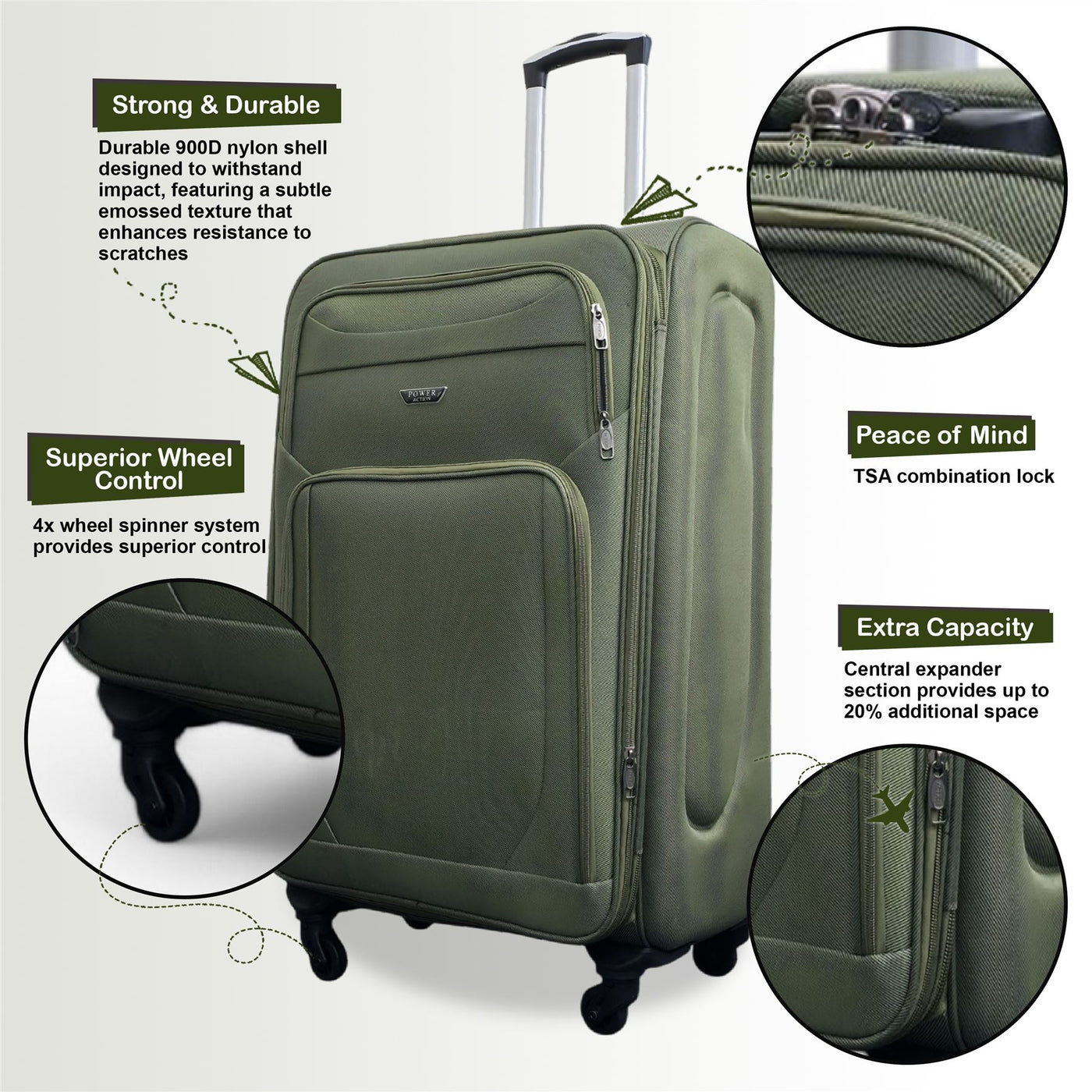 Expandable Soft Shell Cabin Suitcase 50.5 x 37 x 26 cm Luggage Suitable for Easyjet, Ryanair