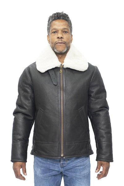 Mens B3 WW2 Leather Sheepskin Aviator Flying Jacket-Hartland