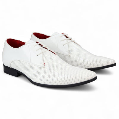 Men’s Pointed Toe Formal Lace Up Perforated Shoes
