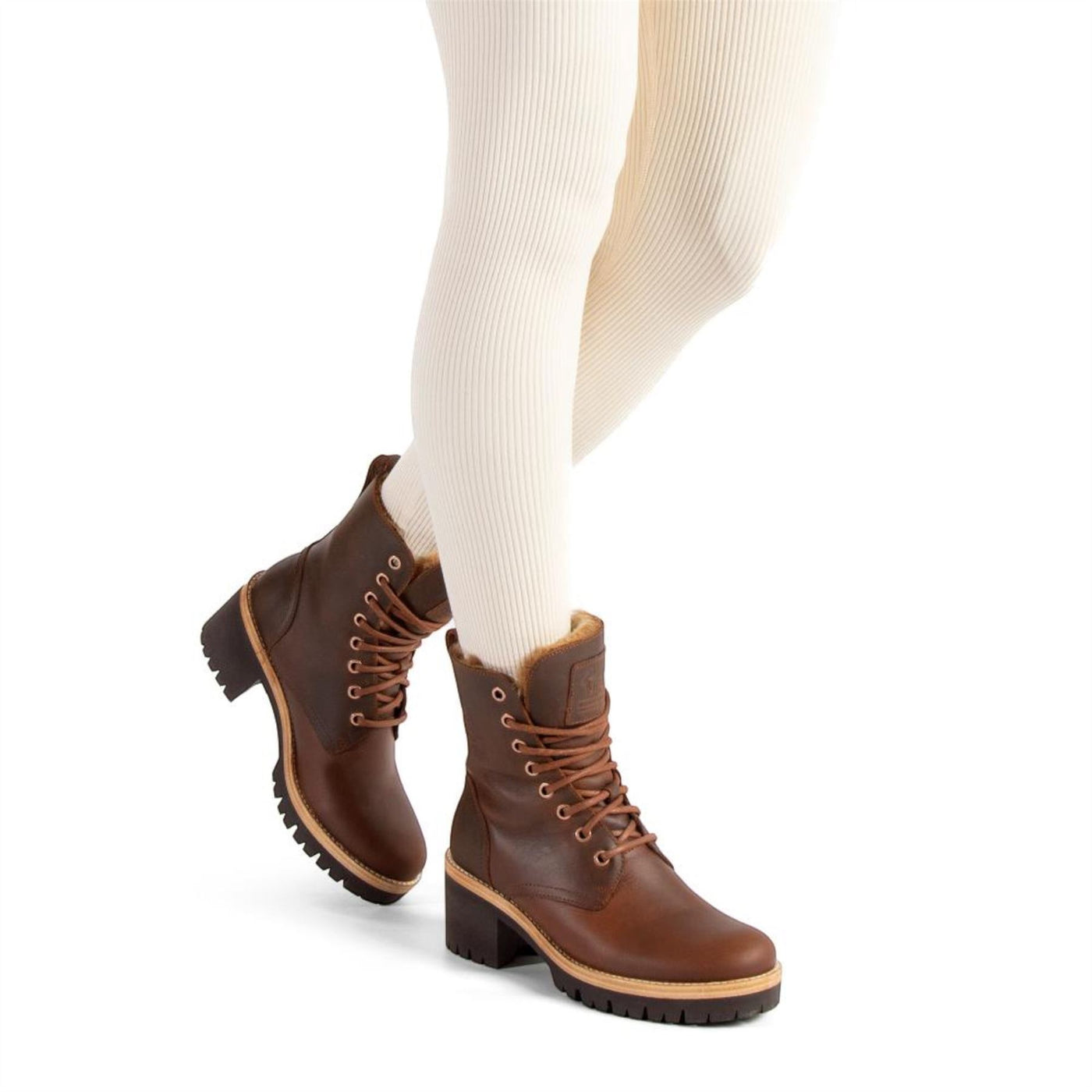 Panama Jack Women's Padma B13 Bark Waterproof Leather Combat Boots