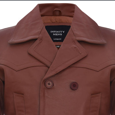 Mens Cowhide Leather Peacoat-Krakaw