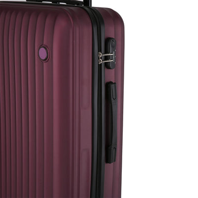 ABS Hard Shell Burgundy Suitcase Luggage Set Travel Carry on Cabin Bag