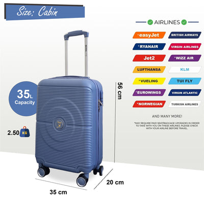 Hard Shell ABS Cabin Suitcase 56 x 35 x 20 cm Luggage Suitable for Easyjet, Ryanair