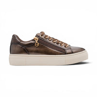 Tamaris Womens Brown Faux Leather Fashion Lace Up Sneakers