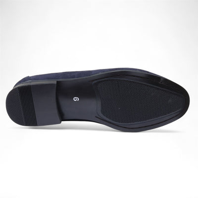 Men's Suede Loafers with Gold Buckle Slip-On Dress Shoes