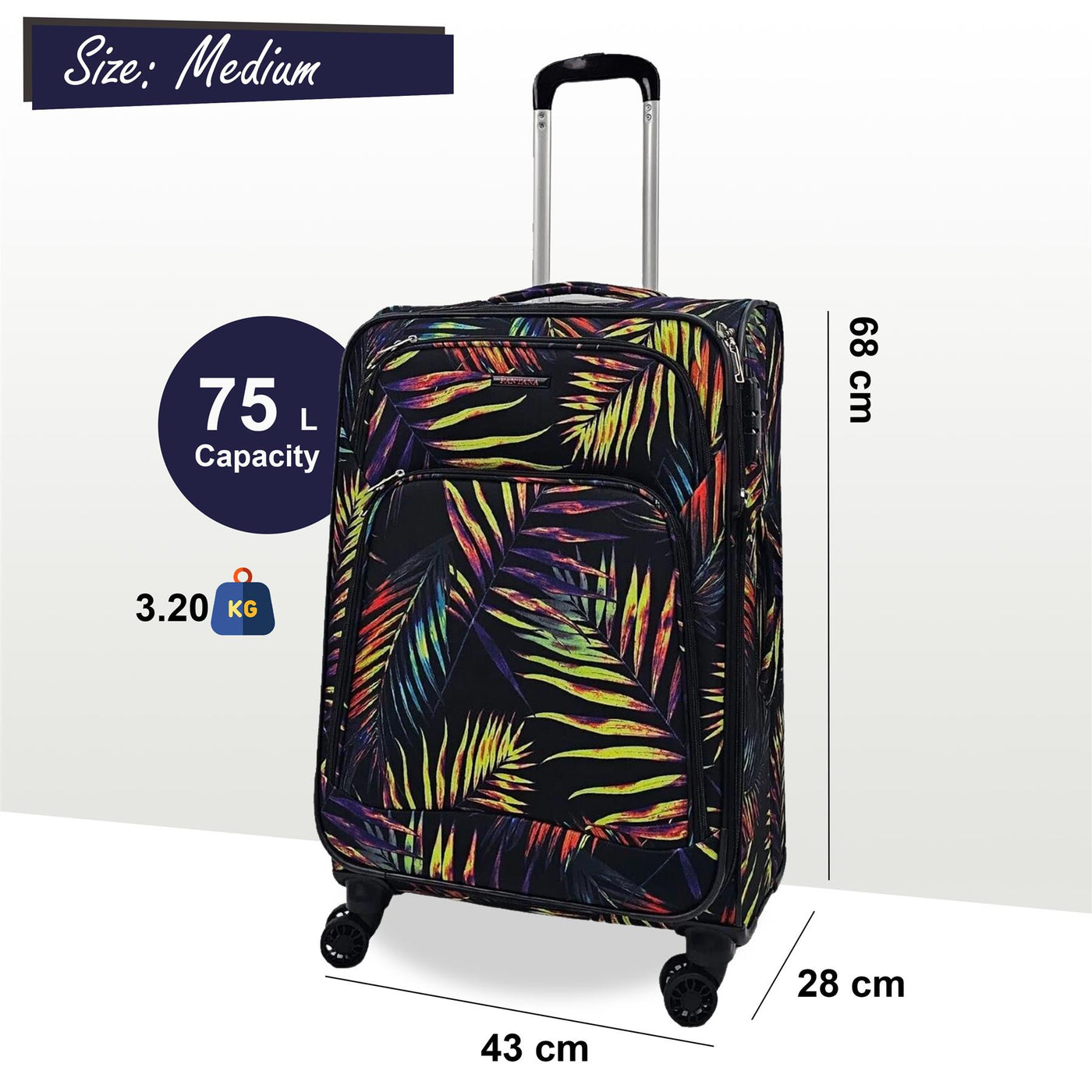 Lightweight Print Suitcases 8 Wheel Luggage Travel Soft Bags Set