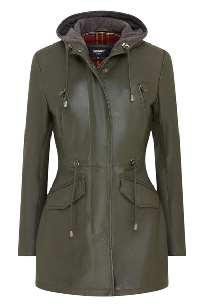 Giacca parka con cappuccio in pelle da donna - Bucarest