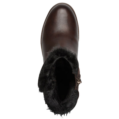 Tamaris Womens Winter Mocca Brown Leather Buckle Zip Biker Ankle Boots