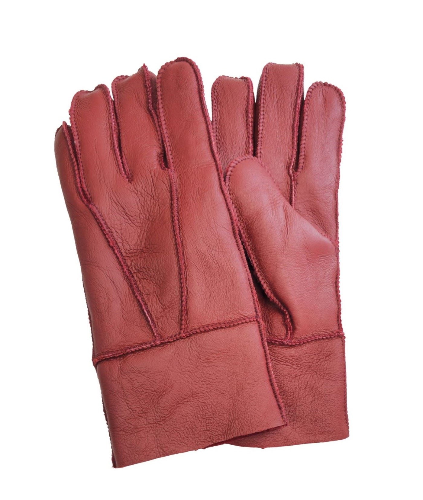 Unisex Sheepskin Leather Gloves with Roll Up/Down Cuff