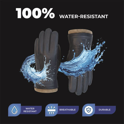 Men’s Italian Leather Warm Wool Lining Winter Gloves - M-LGV-405