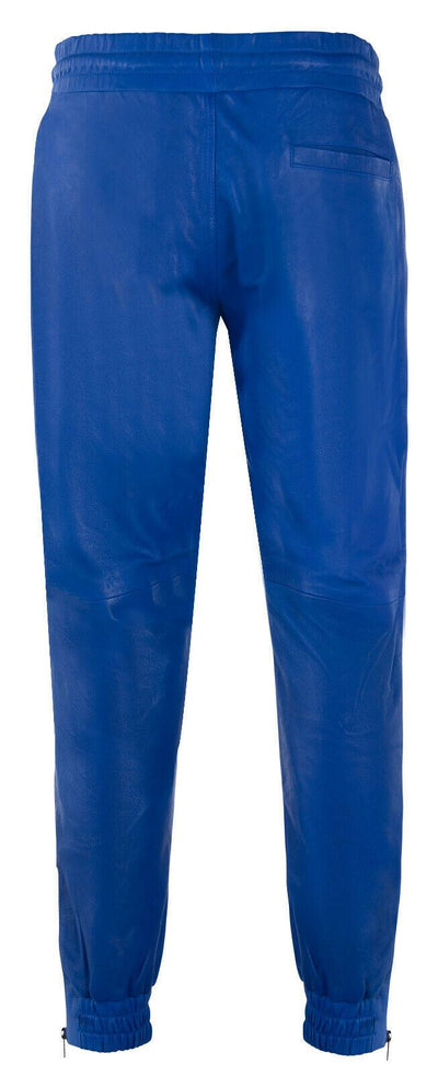 Mens  Leather Jogging Bottoms-Boston