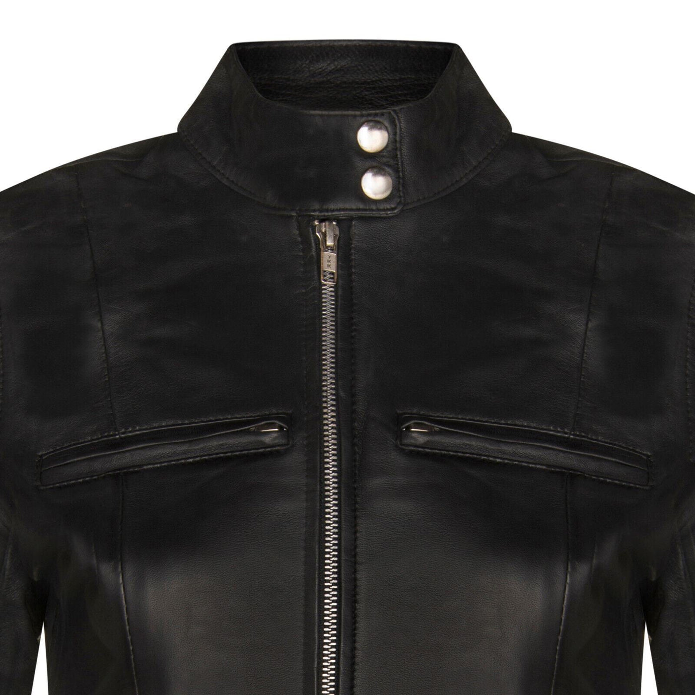 Women's Classic Leather Biker Jacket-Watford - Upperclass Fashions 